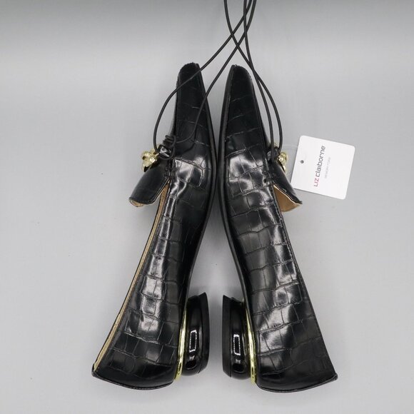 Liz Claiborne Leather Loafers Womens‎ 6M Black Twee Business Elevated Basic NWT - Picture 8 of 15